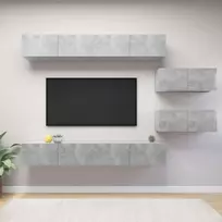 Televizoriaus spintelių komplektas, 6 dalių, betono, mediena