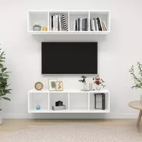 Sieninės televizoriaus spintelės, 2vnt., baltos, mediena