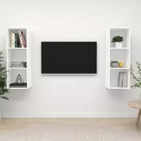 Sieninės televizoriaus spintelės, 2vnt., baltos, MDP