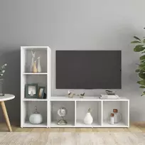 Televizoriaus spintelės, 2vnt., baltos, 107x35x37cm, MDP