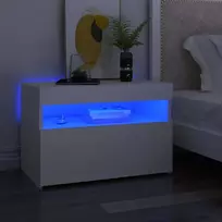 Naktinė spintelė su LED, baltos spalvos, 60x35x40cm, mediena