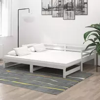 Ištraukiama lova, balta, 2x(90x200)cm, pušies medienos masyvas