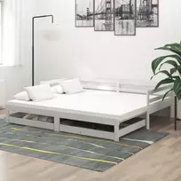 Ištraukiama lova, balta, 2x(90x200)cm, pušies medienos masyvas