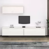 3 dalių televizoriaus spintelių komplektas, balta masyvo pušis