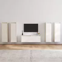 Televizoriaus spintelės, 5vnt., baltos, pušies medienos masyvas