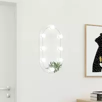 Veidrodis su LED lemputėmis, 60x30cm, stiklas, ovalo formos