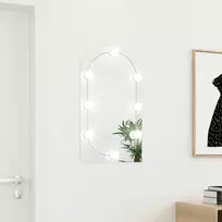 Veidrodis su LED lemputėmis, 70x40cm, stiklas, arkos formos