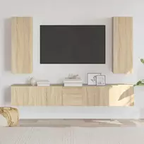Televizoriaus spintelių komplektas, 5 dalių, ąžuolo, mediena