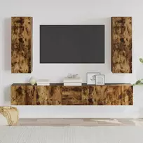 TV spintelių komplektas, 5 dalių, dūminio ąžuolo, mediena
