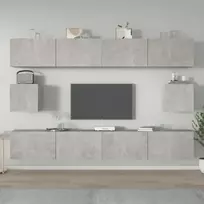 TV spintelių komplektas, 6 dalių, betono pilkas, mediena
