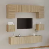 Televizoriaus spintelių komplektas, 8 dalių, ąžuolo, mediena