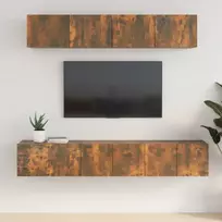 TV spintelių komplektas, 5 dalių, dūminio ąžuolo, mediena