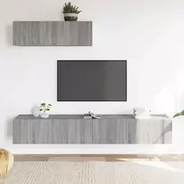 TV spintelių komplektas, 3 dalių, pilkas ąžuolo, mediena