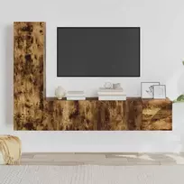 TV spintelių komplektas, 3 dalių, dūminio ąžuolo, mediena