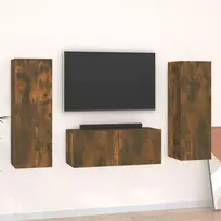 TV spintelių komplektas, 3 dalių, dūminio ąžuolo, mediena