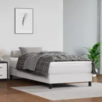 Lovos rėmas su spyruoklėmis, baltos, 90x190 cm, dirbtinė oda