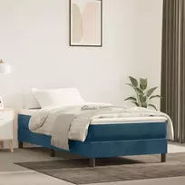 Lovos rėmas su spyruoklėmis tamsiai mėlynas 90x200 cm aksomas