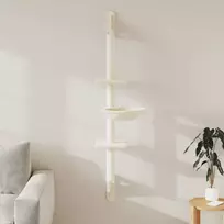 Draskyklė katėms su draskymo stovu, kreminė, 142,5cm