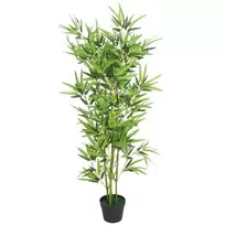Dirbtinis bambuko augalas su vazonu, 120 cm, žalias