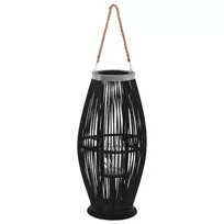 Pakabinamas žibintas žvakei, juodas, 60cm, bambukas