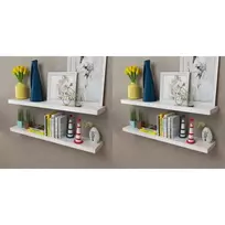 Sieninės lentynos, 4vnt., baltos, 100 cm