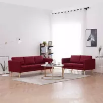Sofų komplektas, 2d., vyno raud. sp., audinys