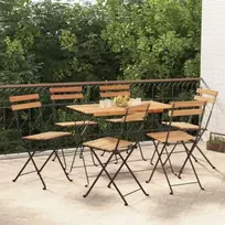 Sulankstomos bistro kėdės, 6vnt., tikmedžio masyvas ir plienas