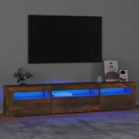 Televizoriaus spintelė su LED, dūminio ąžuolo, 195x35x40cm