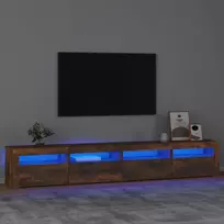 Televizoriaus spintelė su LED, dūminio ąžuolo, 240x35x40cm