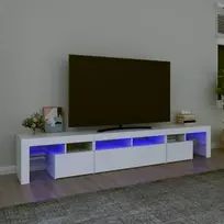 Televizoriaus spintelė su LED apšvietimu, balta, 230x36,5x40cm