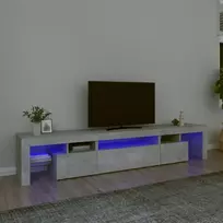 TV spintelė su LED apšvietimu, betono pilka, 215x36,5x40cm