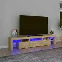 Televizoriaus spintelė su LED apšvietimu, ąžuolo, 200x36,5x40cm