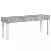 Suoliukas, baltas, 110cm, Kubu ratanas ir raudonmedžio masyvas