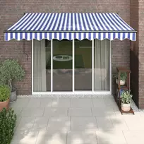 Ištraukiama markizė, mėlyna/balta, 3x2,5m, audinys ir aliuminis