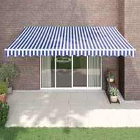 Automatinė ištraukiama markizė, mėlyna ir balta, 4x3m