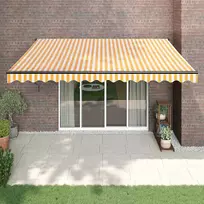 Automatinė ištraukiama markizė, geltona ir balta, 4x3m