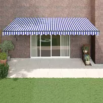 Automatinė ištraukiama markizė, mėlyna ir balta, 5x3m