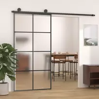 Stumdomos durys, juodos, 102,5x205cm, aliuminis ir ESG stiklas