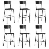 Baro taburetės, 6vnt., juodos, fanera ir plienas (3x280081)
