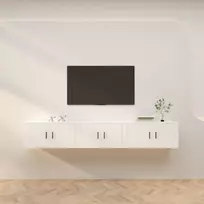 Sieninės televizoriaus spintelės, 3vnt., baltos, 80x34,5x40cm