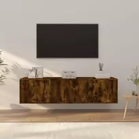 TV spintelių komplektas, 3 dalių, dūminio ąžuolo, mediena