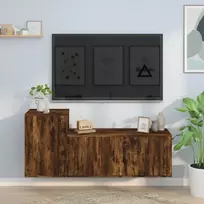 TV spintelių komplektas, 2 dalių, dūminio ąžuolo, mediena