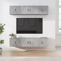 TV spintelių komplektas, 6 dalių, betono pilkas, mediena