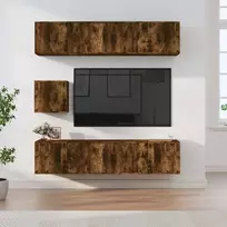 TV spintelių komplektas, 7 dalių, dūminio ąžuolo, mediena