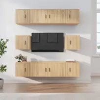 Televizoriaus spintelių komplektas, 8 dalių, ąžuolo, mediena