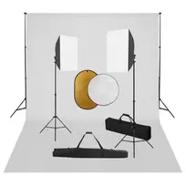 Fotostudijos komplektas su šviesdėžėmis, fonu ir reflektoriumi