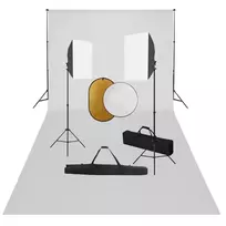 Fotostudijos komplektas su šviesdėžėmis, fonu ir reflektoriumi