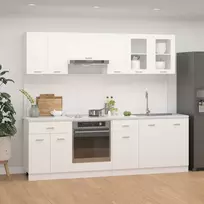 Virtuvės spintelių komplektas, Lyon, 8 dalių, baltos spalvos, mediena