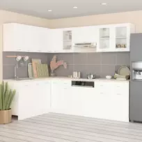 Virtuvės spintelių komplektas, Lyon, 11 dalių, baltos spalvos, MDP