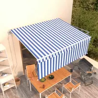 Automatiniu būdu ištraukiama markizė, mėlyna ir balta, 4,5x3m
